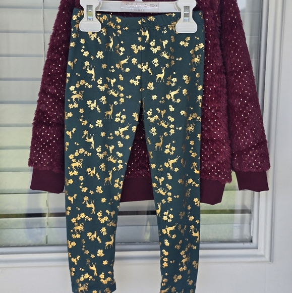 Tahari 2 Piece Set Outfit Sweater & Pants Girls 4T Green Red New - Picture 13 of 15